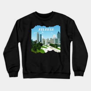 Cool photography of Atlanta Georgia skyline blue sky USA city break Crewneck Sweatshirt